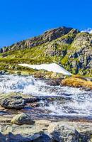River at Veslehodn Veslehorn mountain peak Hydnefossen waterfall Hemsedal Norway. photo
