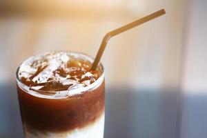 Cold iced coffee with milk photo