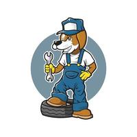 dog mechanic cartoon vector illustration design