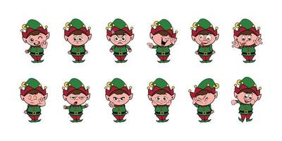 cristmas elf cute vector sticker illustration emotion design