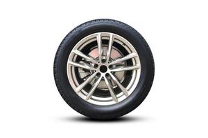 Clipping path. Silver Wheel super car isolated on white background view. Wheel Car Decoration. Closeup Wheel Car. photo