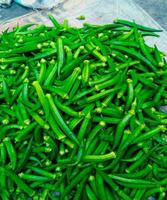 fresh okra isolated on white background, Health foods photo