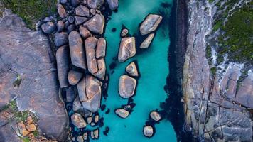 Aerial footage of the Elephant Rocks of the William Bay National Park WA photo
