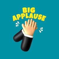 3d illustration of hand gesture clapping with text big applause photo