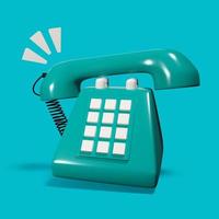 3D retro illustration of a ringing phone photo