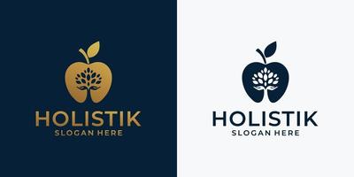Charity tree logo with apple gradient and gold vector