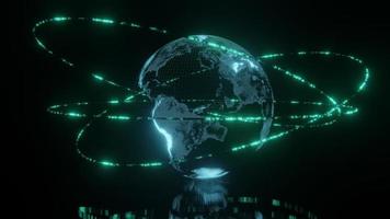 globo abstracto con red de comunicación inalámbrica conectada en el espacio. concepto de negocio global. foto