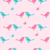 Seamless pattern with birds  and hearts. Background for wrapping paper, posters, wallpaper, greeting cards. Happy Valentine's day.