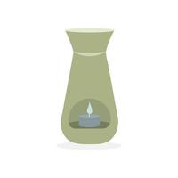 Aromatherapy vector illustration with oil burner and candle.Aroma lamp isolated on white background