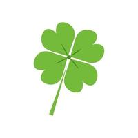 Green lucky four-leaf Irish clover. St.Patrick 's Day. Vector illustration isolated on white background.