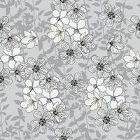Creative seamless pattern with hand-drawn flowers and silhouettes of leaves. Modern floral background. Wallpaper, fabric, and textile design. Good for wrapping paper and ceramic  tile prints vector