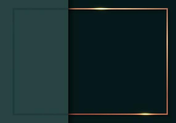 Abstract modern luxury banner template design green stripes and golden frame on dark background