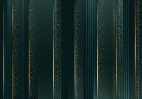 Abstract luxury green stripes and golden lines with gold glitter pattern background vector