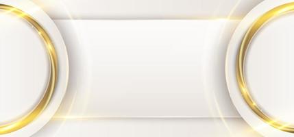 círculo blanco elegante abstracto con líneas doradas 3d anillo redondeado y chispas de luz en un estilo de lujo de fondo limpio vector