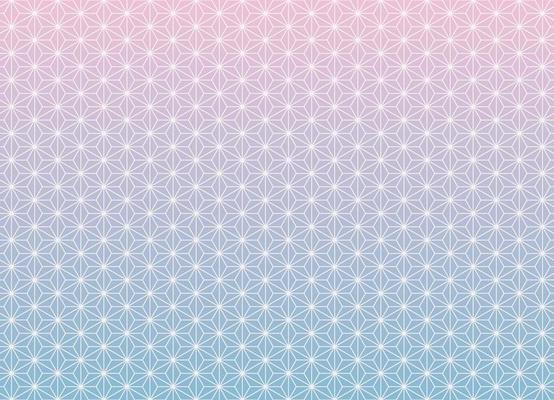 Asanoha Japanese traditional pattern with gentle feminine blue pink gradient color background. Use for fabric, textile, cover, wrapping, decoration elements.