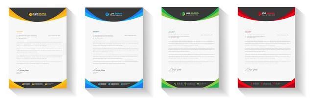 corporate modern letterhead design template with yellow, blue, green and red color. creative modern letter head design template for your project. letterhead, letter head, Business letterhead design. vector