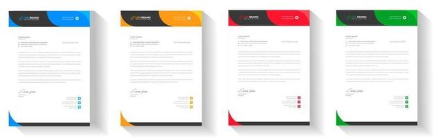 corporate modern letterhead design template with yellow, blue, green and red color. creative modern letter head design template for your project. letterhead, letter head, Business letterhead design. vector