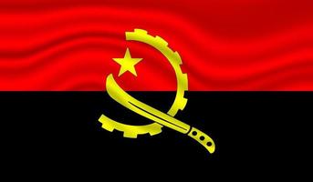 diseño vectorial de la bandera nacional de angola. angola bandera 3d ondeando fondo vector ilustración