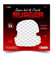 delicious burger food menu social media post banner design template. vector