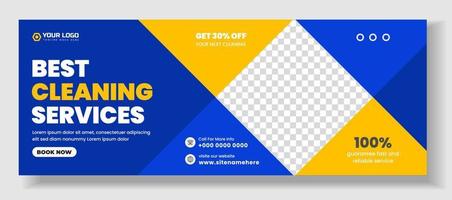 Cleaning service social media cover banner design template. Corporate Cleaning service social media Cover photo Template. Cleaning service web banner design template. vector