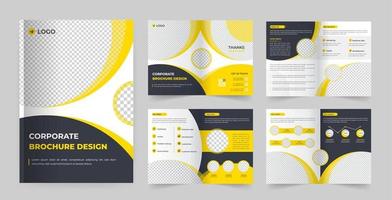 8 Pages Creative Business Brochure design.  Business Brochure design. 8 Pages Creative Business Brochure with modern abstract design. Minimal and clean  business brochure design with yellow color. vector
