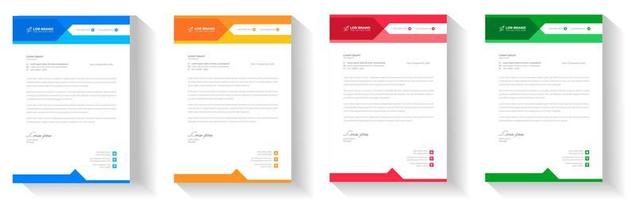 corporate modern letterhead design template with yellow, blue, green and red color. creative modern letter head design template for your project. letterhead, letter head, Business letterhead design. vector