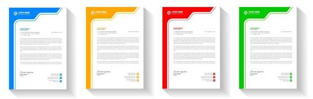 corporate modern letterhead design template with yellow, blue, green and red color. creative modern letter head design template for your project. letterhead, letter head, Business letterhead design. vector