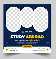 Study abroad social media post banner design. higher education social media post banner design. school admission promotion banner. school admission template for social media ad. vector