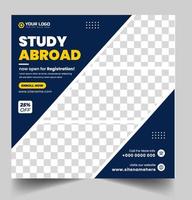 Study abroad social media post banner design. higher education social media post banner design. school admission promotion banner. school admission template for social media ad. vector