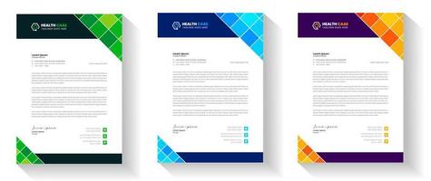 Modern Medical Doctor healthcare letterhead Design Template with green, blue, orange color. corporate modern letterhead design template. letter head design. doctor letterhead. medical letterhead vector