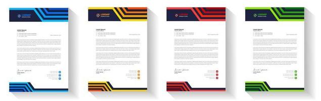 corporate modern letterhead design template with yellow, blue, green and red color. creative modern letter head design template for your project. letterhead, letter head, Business letterhead design. vector