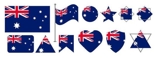 Australia flag vector, vector illustration set.