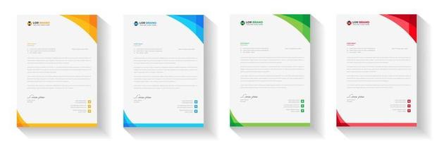 corporate modern letterhead design template with yellow, blue, green and red color. creative modern letter head design template for your project. letterhead, letter head, Business letterhead design. vector