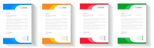 corporate modern letterhead design template with yellow, blue, green and red color. creative modern letter head design template for your project. letterhead, letter head, Business letterhead design. vector