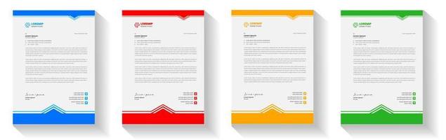 corporate modern letterhead design template with yellow, blue, green and red color. creative modern letter head design template for your project. letterhead, letter head, Business letterhead design. vector