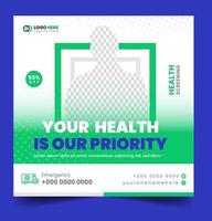 Medical Social Media Post Template, Healthcare Social Media Banner Template, Medical and healthcare social media post template. health doctor social media post banner. Medical Health banner. vector