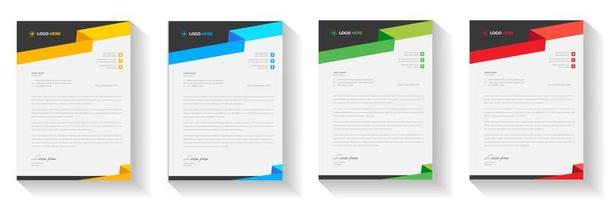 corporate modern letterhead design template with yellow, blue, green and red color. creative modern letter head design template for your project. letterhead, letter head, Business letterhead design. vector