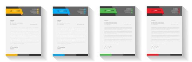 corporate modern letterhead design template with yellow, blue, green and red color. creative modern letter head design template for your project. letterhead, letter head, Business letterhead design. vector