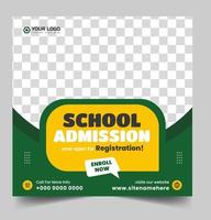 School admission social media post banner design. back to school social media post banner design. Back to school admission promotion banner. school admission template for social media ad. vector