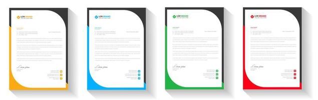 corporate modern letterhead design template with yellow, blue, green and red color. creative modern letter head design template for your project. letterhead, letter head, Business letterhead design. vector