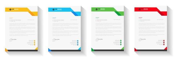 corporate modern letterhead design template with yellow, blue, green and red color. creative modern letter head design template for your project. letterhead, letter head, Business letterhead design. vector