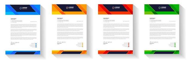 corporate modern letterhead design template with yellow, blue, green and red color. creative modern letter head design template for your project. letterhead, letter head, Business letterhead design. vector