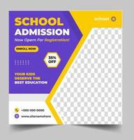 School admission social media post banner design. back to school social media post banner design set. Back to school admission promotion banner. school admission template for social media ad. vector