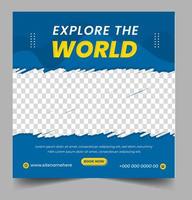 tour and travel social media post banner design template. travel social media post banner. tour social media post banner design. tour and travel banner vector