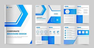 8 Pages Creative Business Brochure design.  Business Brochure design. 8 Pages Creative Business Brochure with modern abstract design. Minimal and clean  business brochure design with blue color. vector