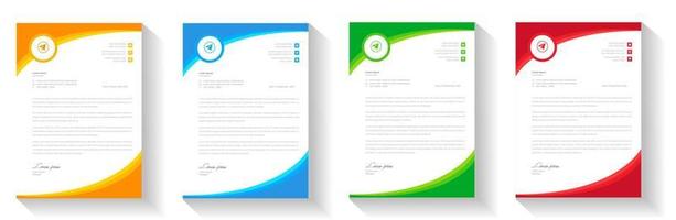 corporate modern letterhead design template with yellow, blue, green and red color. creative modern letter head design template for your project. letterhead, letter head, Business letterhead design. vector