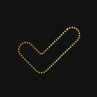 Rhinestone design Textile rhinestone applique print editable contour Right Mark Icon design template with Gold Color vector