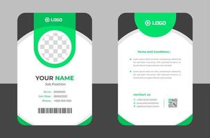 Modern and clean business id card template. professional id card design template with green color. corporate modern business id card design template. Company employee id card template. vector