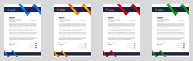 corporate modern letterhead design template with yellow, blue, green and red color. creative modern letter head design template for your project. letterhead, letter head, Business letterhead design. vector