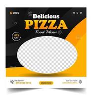 pizza social media banner post template. pizza social banner, pizza banner design, Fast food social media template for restaurant. pizza social media post banner design with blue and orange color. vector